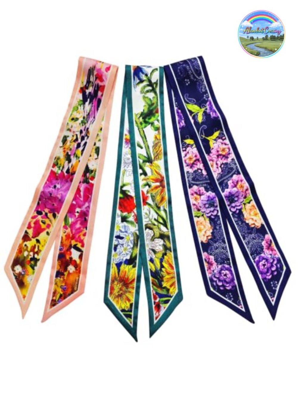 Skinny Scarf Set 3 Pack Silk-Like Twill Hair & Neck Scarves
